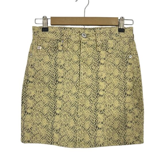 AG Adriano Goldschmied Size 26 Women's Vera Snake Print Denim Mini skirt - Picture 1 of 5